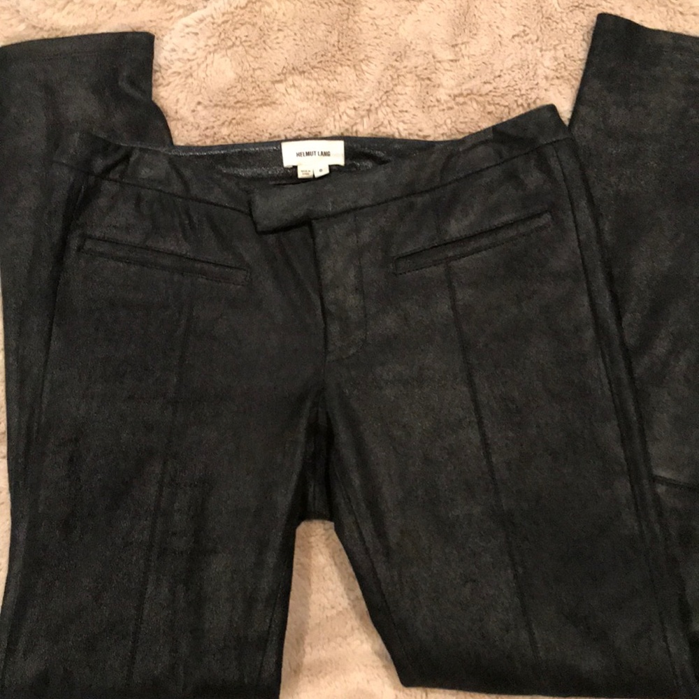 Helmut Lang black lamb leather skinny jeans